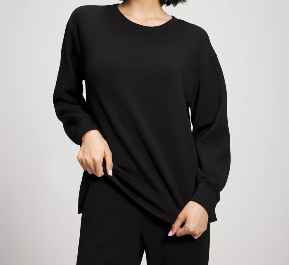 24/7 By Soma $99 Modern Modal Crewneck Sweatshirt Scuba Stretch black Womens XL